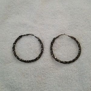 Graphite hoop earrings